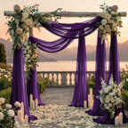 Pack of 2 Wedding Arch Drape Panel Fabric 30" x 50ft - Cadbury Purple - Image 4