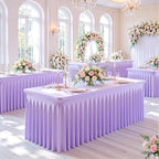 gogoparti 2 Pack Spandex Purple Fitted Table Cloth for 8ft Rectangle Tables Purple Stretch Tablecloth Table Covers Skirt Banquet Wrinkle Free Tablecloths for Parties Wedding - Image 4