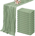 YMHPRIDE 12 Pack Cheesecloth Table Runner 35x120in Sage Green Table Runner by YMHPRIDE