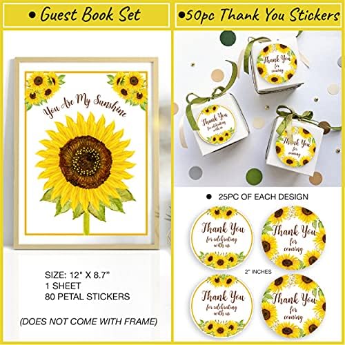207 PC Sunflower Baby Shower Decorations for Girl or Boy Kit – Welcome Baby Pre-Strung Banners, Flower Vine, Guestbook, Sash, Daddy Pin Yellow Balloons Cake Toppers Fans Lantern Games & Favor Stickers - Image 5