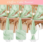 12 Pack Sage Green Table Runner 10ft Romantic Chiffon Table Runner for Wedding Baby Shower and Birthday Party Cake Table Decorations(120 x 12 in) - Image 3