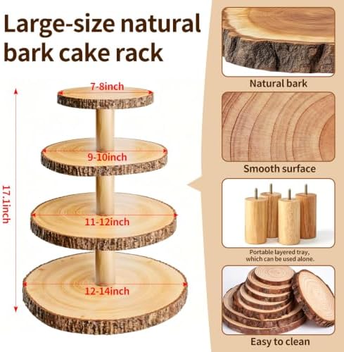 Rustic 4Tier Wooden Cupcake Stand & Wedding Baby Shower Display - Image 2