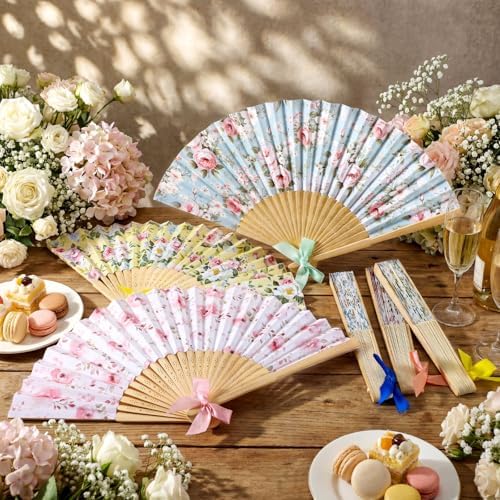 Roowest 36 Pcs Hand Fans Bulk for Women Floral Folding Fan Tea Party Favors - Image 5