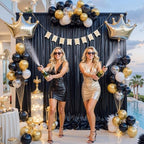 40ft x 10ft Black Sequin Backdrop Curtains for Party Wedding Shimmer Curtain Backdrop Prom Sparkly Glitter Fabric Photo Backdrop Drapes for Birthday Party Photography Baby Shower 5x10FT, 8 Panels - Image 3