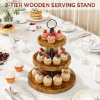 IBUYKE 3 Tier Round Cupcake Display Stand, Set of 2,Rustuc Brown TLJ029H-2 - Image 2