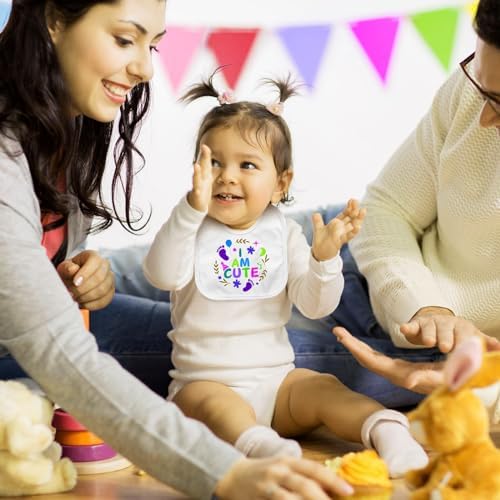 SytuHe 95 Pcs DIY Baby Bibs Decorating Kit50 White Bibs 24 Stencils 20 Fabric Markers 1 Baby Shower Game Sign - Image 6
