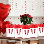 Yeaqee 50 Pcs Metallic Paepr Gift Bags Bulk with Handles,White Red - Image 7