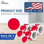Perco Red Perforated Round Circle Dot Sticker 3-Inch Labels — 3 Rolls, 1,500 Stickers - Sale, Discount & Urgent Signage, Warning Labels, High Visibility - Made in USA - Image 2