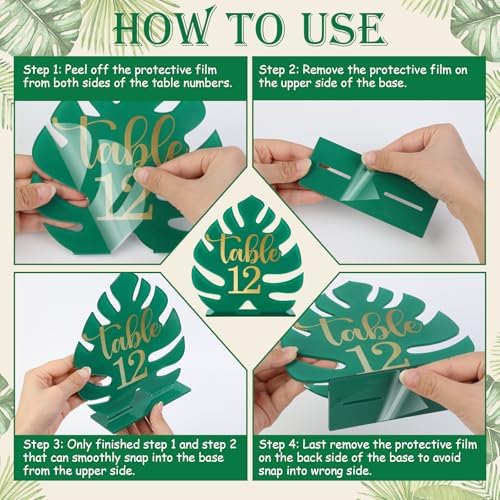 Palm Leaf Theme Wedding Acrylic Table Number 1-20 with 20Pcs Stands, 5"x7" Table Centerpiece Decor for Indoor Outdoor Tropical Safari Jungle Hawaiian Wedding Bridal Shower Anniversary - Image 6