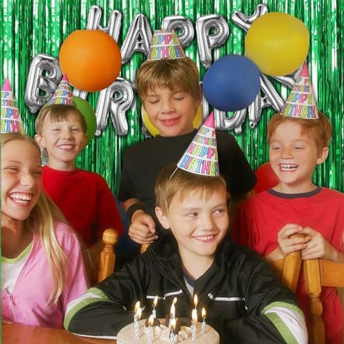 20 Pack Green Streamers Backdrop Jungle Party Decorations Foil Fringe Backdrop Curtains Photo Booth Backdrop for Birthday Dinosaur Animal St Patrick's Day Football Christmas Party Decorations - Image 5