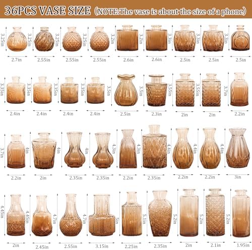 Set of 36 Glass Bud Vases Small Flower Vases for Centerpieces(Amber) - Image 2