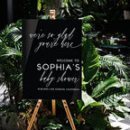 Andaz Press 16"x20" Black Acrylic Personalized Baby Shower Welcome Sign, Gender Neutral Modern Script Large Custom Sign for Easel Stand, Baby Shower Decorations - Image 3