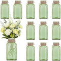 12 Pack Mason Jar Vases for Centerpieces, Green Glass Flower Vase by LEYIQU