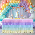 9ft Rainbow Tutu Tulle Table Skirt for Rectangle Round Tables Chiffon Table Cloth for Birthday Party Decorations Baby Shower Parties Ruffle Table Skirting by Tao-GePartyDecorations