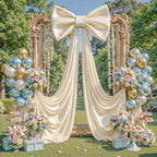 Giant Beige Bow for Backdrop, 24x16x80 Inch Large Satin Ribbon Bow, Washable Reusable Wall Decoration for Wedding Birthday Baby Shower Party Photo Booth, Hanging for Nursery Bedroom Door - Image 3