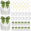 Chuangdi 12 Sets 48 Pcs Baptism Favors for Guests Crystal Candy Bowl Gifts with 12 Pcs Cross Rosary for Baptism Decorations Wedding Baby Shower Supplies First Communion Party(Green) by Chuangdi