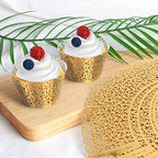 Gospire 50pcs Pearl Lace Filigree Paper Cupcake Wraps, Bright Gold, for Wedding, Christening, Anniversary, Engagement, Birthday, Baby Shower, Halloween, Christmas - Image 6