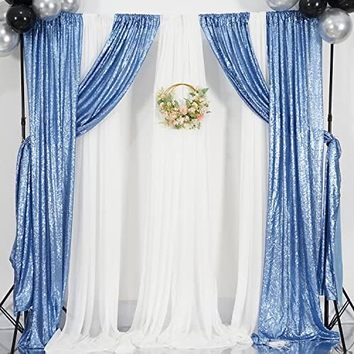 Poise3EHome Baby Blue Sequin Backdrop Curtains,4 Panels 2FTx8FT Glitter Background for Party Birthday Party Baby Shower Wedding Christmas Thanksgiving Holiday Festival Decor - Image 5
