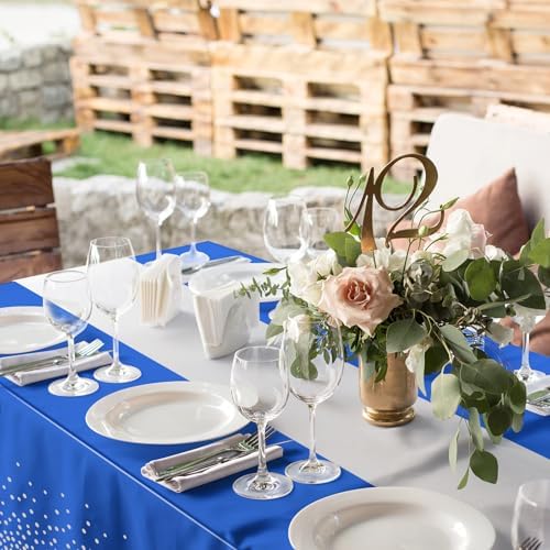12Pcs Blue Silver Tablecloth Party Decorations,Plastic Royal Blue Table Cloth Printed Silver Table Runner Disposable Rectangle Tables Cover for Anniversary Wedding Graduation 2024 Party,54 x108 Inch - Image 5
