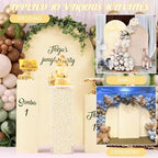 Metal Arch Stand and Cover Set,1 Beige Spandex Fitted Backdrop with 1 Gold Wedding Arched Stand Frame for Parties Birthday Baby Shower Bridal Banquet Decoration (6.6FT) - Image 6