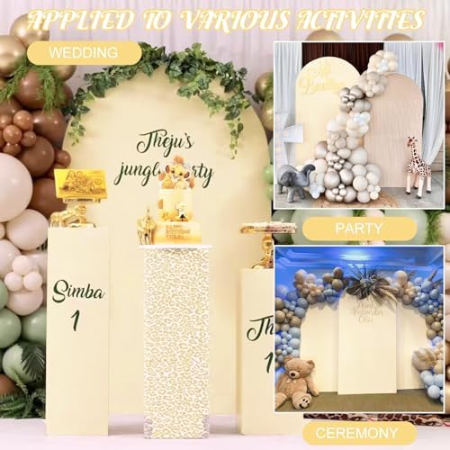 Metal Arch Stand and Cover Set,1 Beige Spandex Fitted Backdrop with 1 Gold Wedding Arched Stand Frame for Parties Birthday Baby Shower Bridal Banquet Decoration (6.6FT) - Image 6