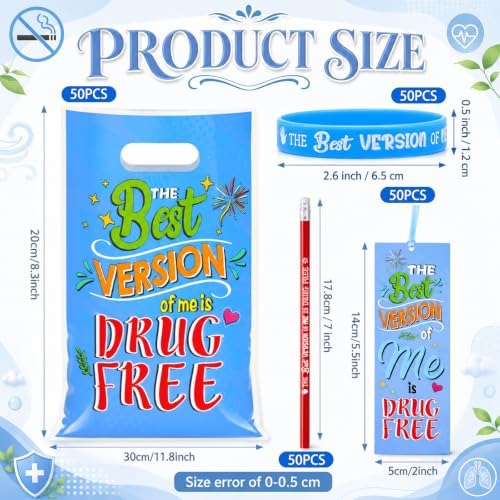 200 Pcs Drug Free Awareness Assorted Items Bulk, Red Ribbon Week Gift Favor - Image 2