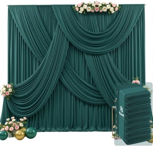 40ft x 15ft Emerald Green Wrinkle Free Backdrop Curtains for Wedding Party Backdrops Curtain Drapes Fabric Decorations Photo Back Drop Cloth for Baby Shower Photography Stage Reception by Tao-GePartyDecorations