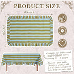 Tudomro Striped Tablecloth, Rectangle, Olive Green, Light Blue, 84'' X 60'' - Image 2