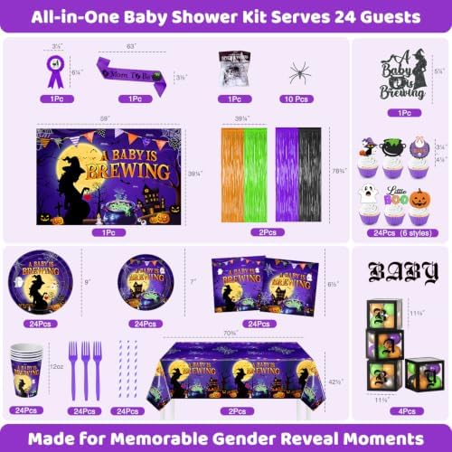 Halloween Baby Shower Decorations, 286Pcs a Baby is Brewing Baby Shower Kit - Image 3