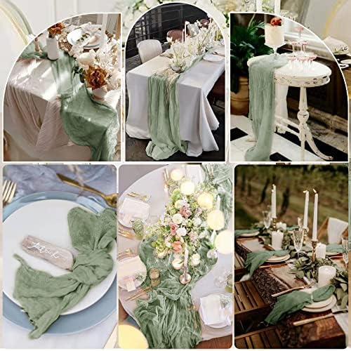 10 Pack Cheesecloth Table Runner 35 x 120 Inch, Sage Green - Image 6