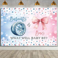 MEHOFOND 8x6ft Burnouts or Bows Gender Reveal Backdrop Boy or Girl What Will Baby Be Photography Background Pink and Blue Stars Gender Reveal Baby Shower Party Decorations Banner Photo Booth Props by MEHOFOND