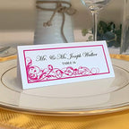 Scribble Vintage Swirl Place Cards, Fuschia, Set of 150, Pre-cut and Scored by DocumentsandDesigns