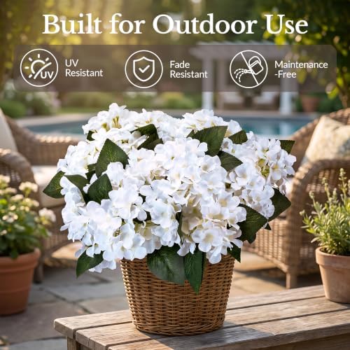 Upgraded 7-Head Hydrangea Artificial Flowers for Outdoor, UV Resistant - Image 4
