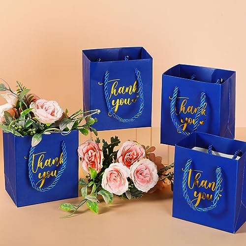 Honoson 60 Pcs Mini Thank You Gift Bag with Handle Bulk,Royal Blue - Image 2
