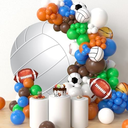 Renaiss 6.5x6.5ft White Volleyball Round Backdrop Cover Volleyball Club Circle Photography Background Outdoor Sports Themed Birthday Baby Shower Fans Event Athletes Party Decor Arch Photo Booth Props - Image 3
