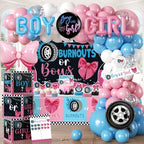 142pcs Burnouts or Bows Gender Reveal Decorations, One-stop Set by Unknown