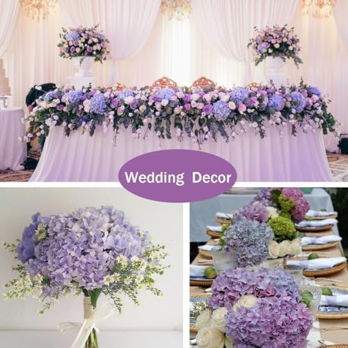 65Pcs Purple Hydrangea Artificial Flowers Bulk，Realistic Silk Fake Flowers with Stems，Faux Hydrangea Flowers for Wedding Home Decor Centerpieces Living Room Garden Party Baby Shower Decoration - Image 4