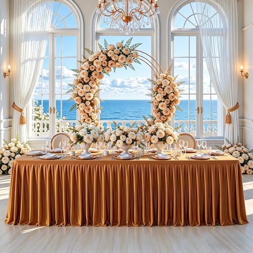 6 Pack Terracotta Satin Table Clothes for 8 Foot Rectangle Tables - 8FT Wrinkle Resistant Glitter Rectangle Tablecloths, Party Table Covers for Wedding Banquet, Baby Shower, Birthday, Holiday Dinner by WishCare