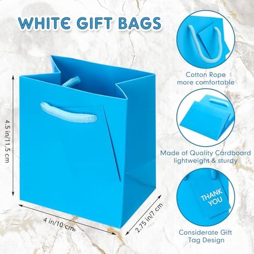 Sherr 100 Pcs Multicolor Mini Paper Gift Bags with Handles, White Tags - Image 3