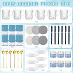 Ctosree 6 Set/48 Pcs Blue Baby Shower Game Prizes for Winners Gift Set Include Notebook Pen Ceramic Mug Spoon Coaster Scented Candle Eye Mask Gift Box for Wedding Bridal Baby Shower Favor for Guest - Image 2