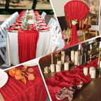 28 Pack Red Cheesecloth Table Runner 17x108 Inch Semi Sheer Boho Gauze Cheese Cloth Fabric Table Runners, for Wedding Party Baby Shower Birthday Home Decor Garden Farmhouse - Image 5