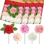 100 Pcs Artificial Rose Flowers, Gradient Red by Luinabio