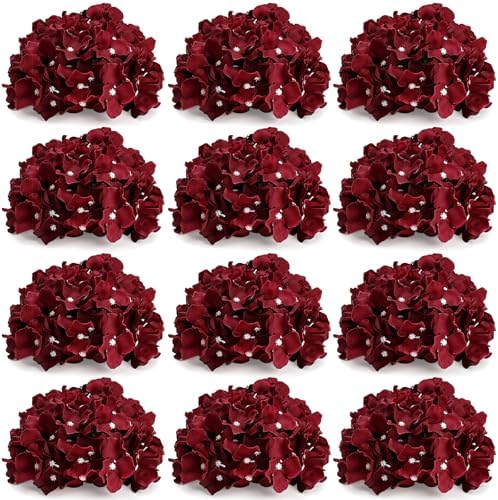 11.81 Inch Burgundy Hydrangea Flower Balls for Centerpieces by DIYDOFUN