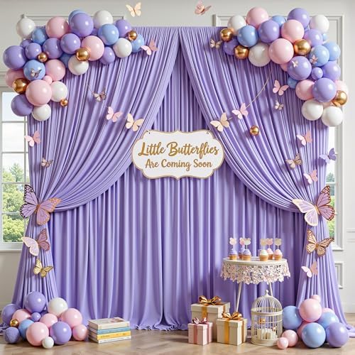 20x10ft Lavender Backdrop Curtain Panels for Parties - Wrinkle Free Polyester Photo Curtain Backdrop Wedding Back Drop Fabric Drapes for Party Decorations Background for Photography - Image 3