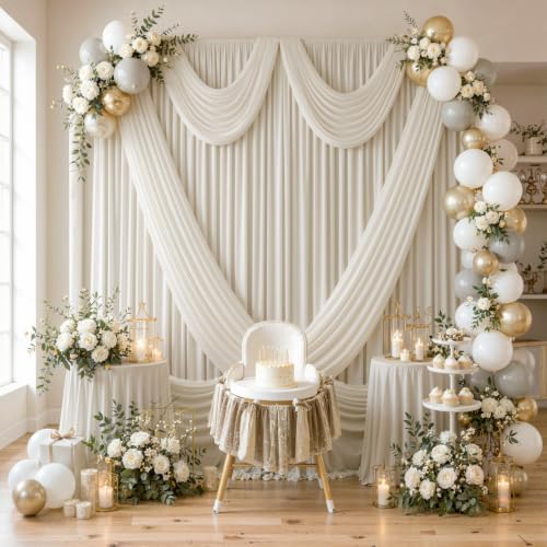 20×10 Beige Backdrop Curtains for Wedding Party Decorations Wrinkle Free - Image 6
