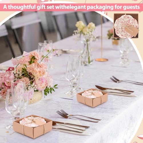 SiliFine 12 Pcs Wedding Favors for Guests Small Ceramic Bowls, Flower, Pink - Image 5