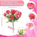 Tigeen 12 Bundles Peonies Artificial Flowers Faux Roses, Rose Pink - Image 2