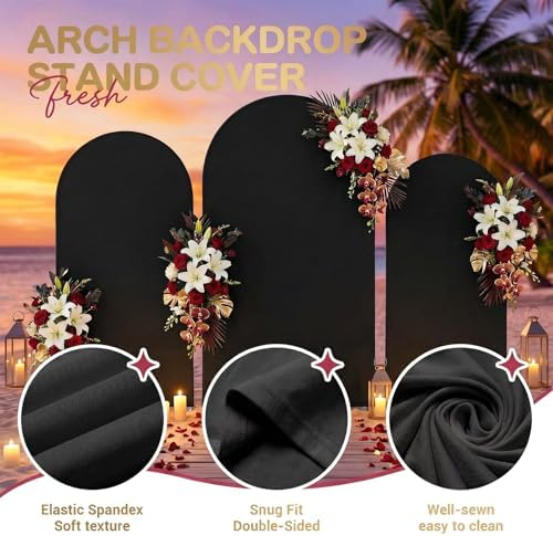 Toolterritary Set of 3 Metal Arch Backdrop Stand with Cover Set, (8FT, 7.2FT, 6.6FT Wedding Arch and Cover Set), Backdrop Arch for Party, Baby Shower, Birthday, and Graduation Ceremony - Image 4