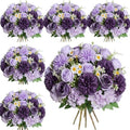 Tigeen 6 Bundles Artificial Flowers Bouquet for Wedding, Purple Series by Tigeen