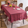 vctops Christmas Red Plaid Ruffle Table Cloth, Farmhouse Cotton Linen Tablecloth, Washable Table Cover for Rectangle Table Baby Shower Kitchen Party Wedding Decor (Red B,55"x102") by vctops